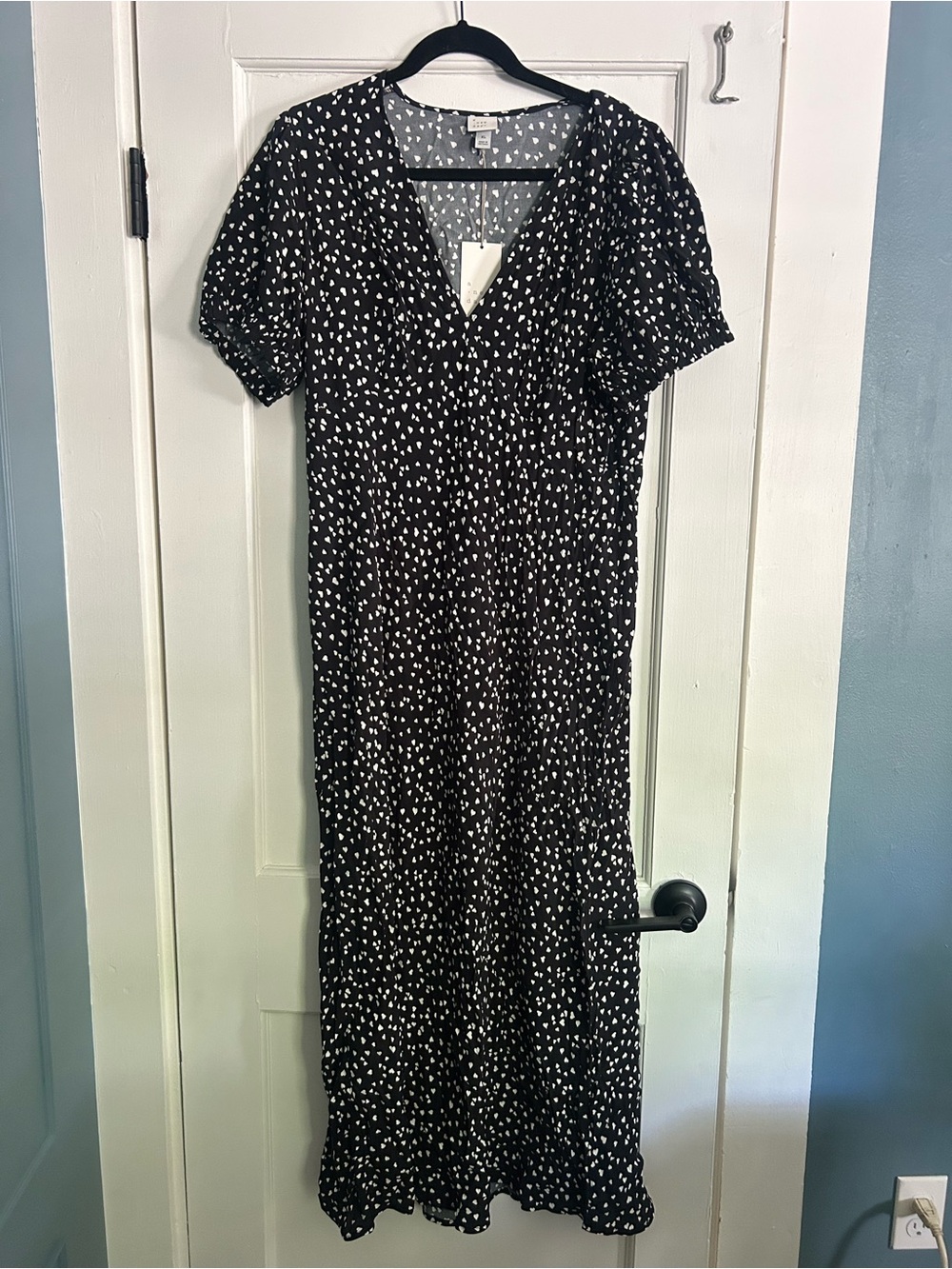 a new day Black & White Heart Print Maxi Dress